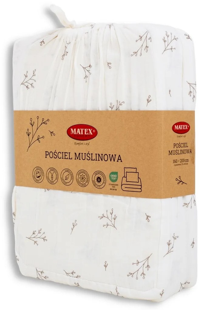 Matex Pościel muślinowa Gałązka, 140 x 200 cm, 70 x 90 cm
