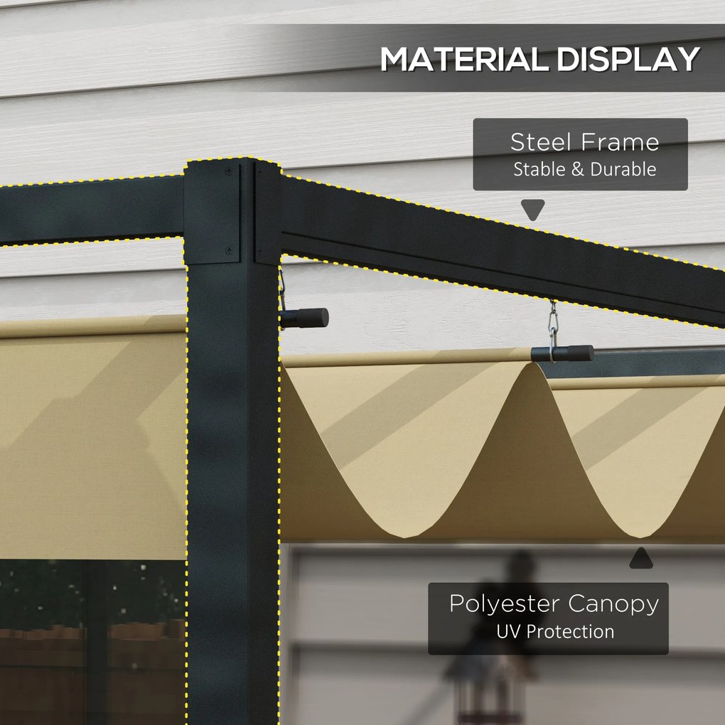 Outsunny pergola metalowa ochrona przed słońcem wodoodporna na taras balkon ogród UV odporna khaki lekka konstrukcja | Aosom PL