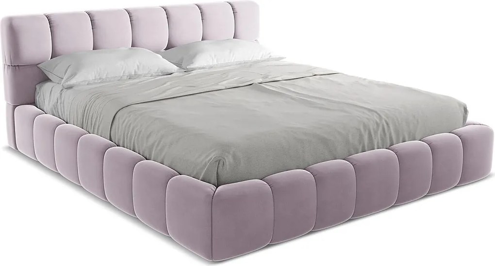 Łóżko 200 x 228 - z weluru - lawendowy - NALU