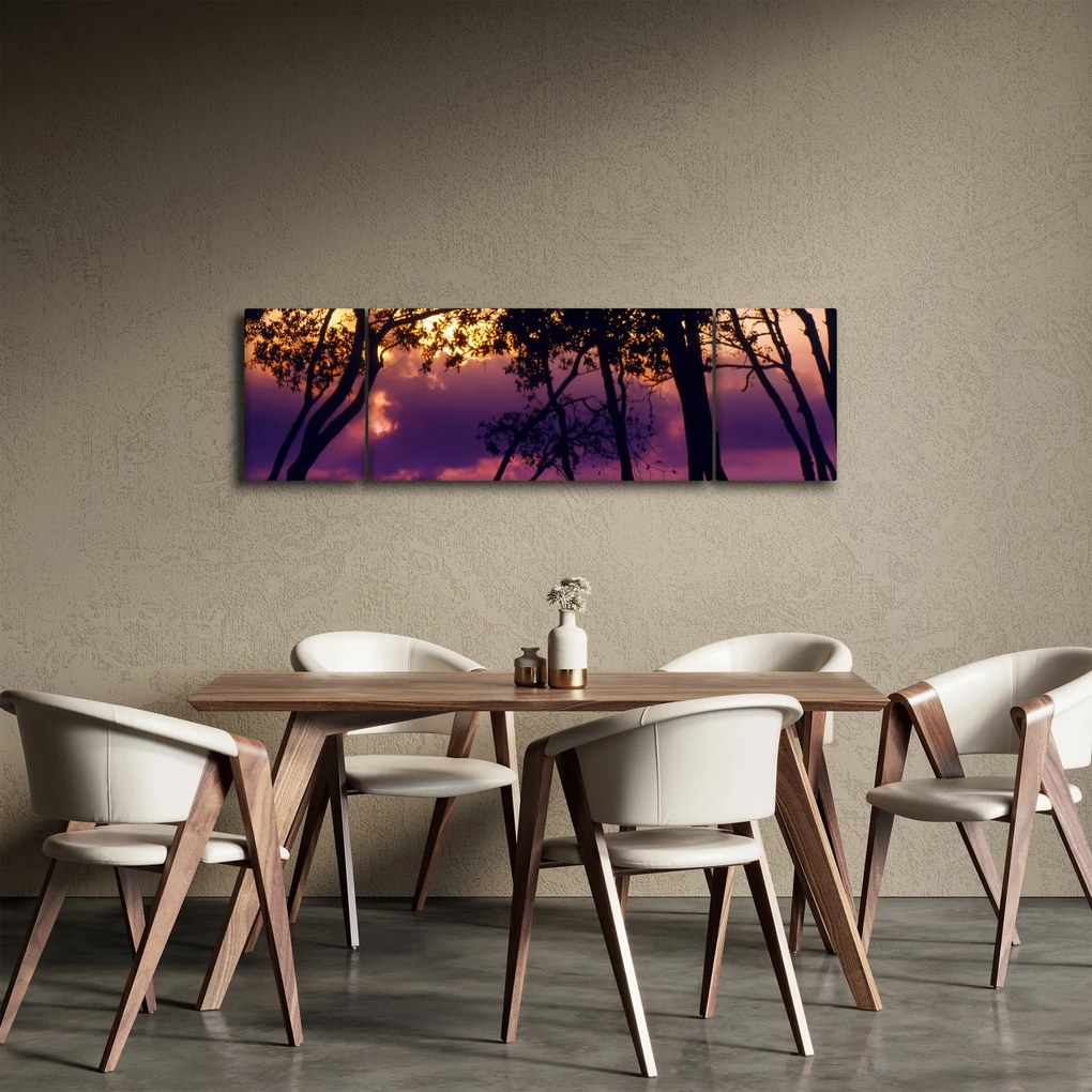 Obraz - Drzewa o zachodzie słońca (170x50 cm)