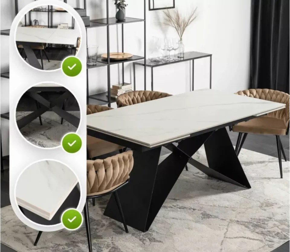 Rozkładany stół Otino z ceramicznym blatem – nowoczesny stół 160–240 cm