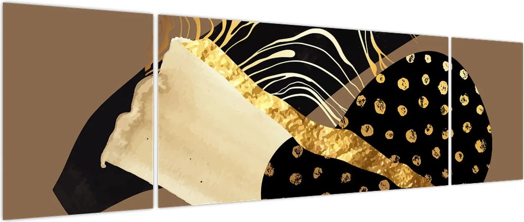 Obraz - Abstrakcja złotobrązowa N⁰1 (170x50 cm)