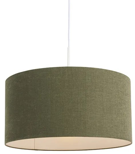 Lampa wisząca biała z zielonym kloszem 50 cm - Combi 1