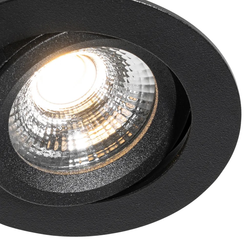 Set van 6 inbouwspots zwart kantelbaar 8,2cm incl. LED dim to IP54 ultra slim - Pupil Oswietlenie wewnetrzne