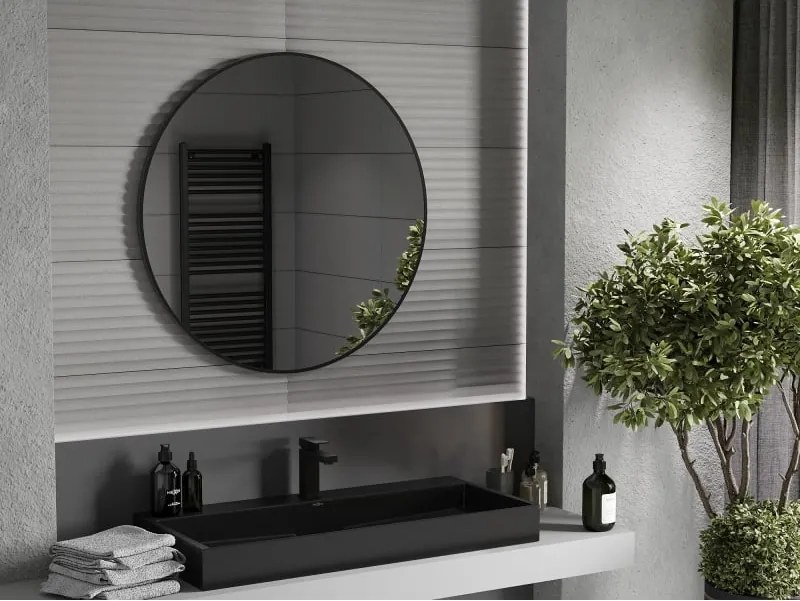 Mexen Loft lustro łazienkowe okragłe 90 cm, rama czarna - 9850-090-090-000-70
