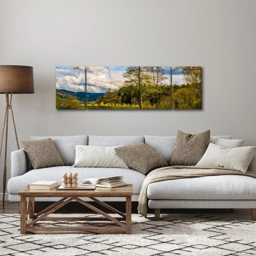 Obraz łodzi nad jeziorem (170x50 cm)