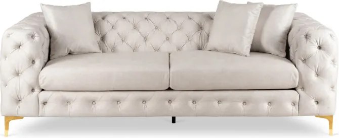 Sofa SORRENTO 3S Trzyosobowa Kremowa Welurowa Nowoczesna Glamour