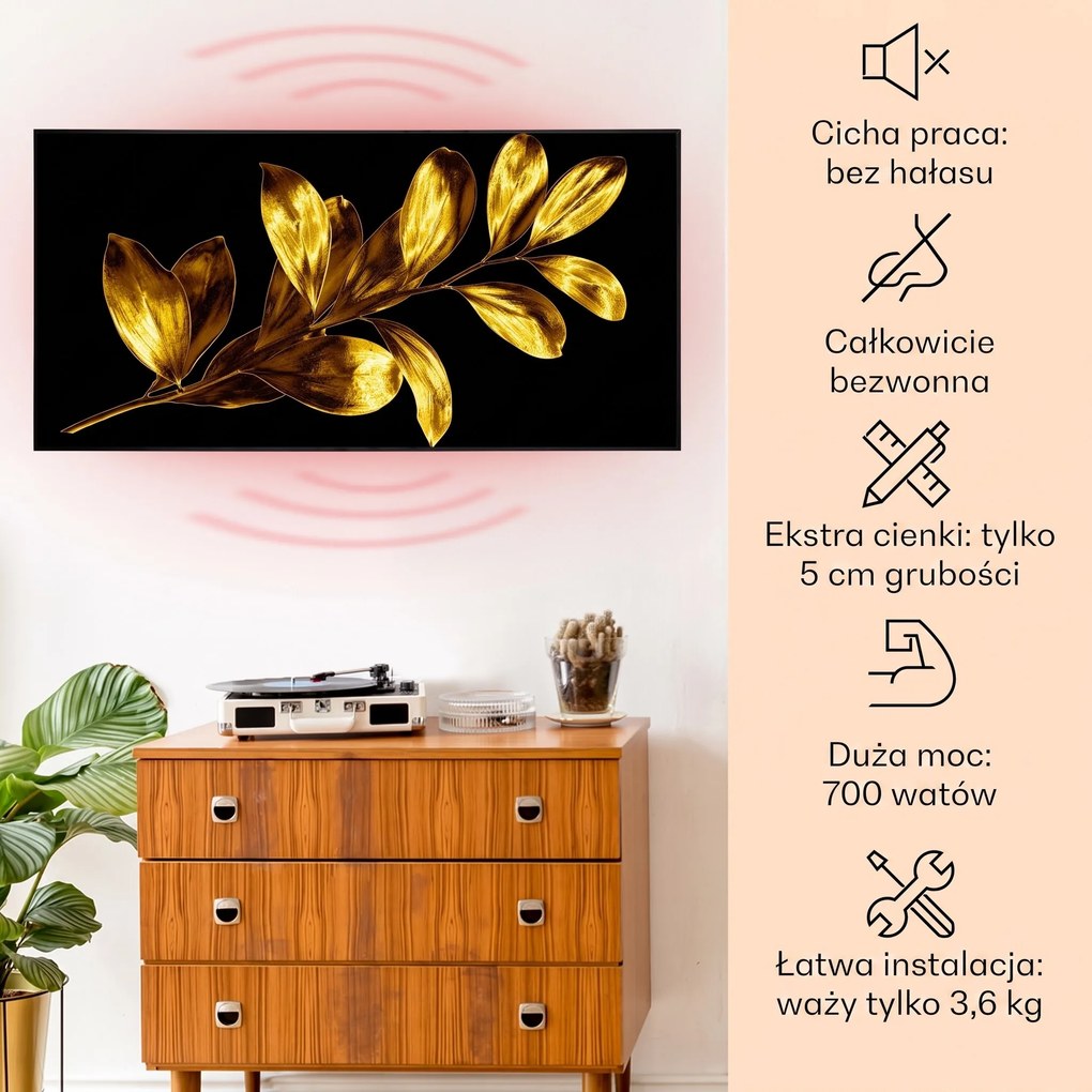 Klarstein Wonderwall Art Smart 700W Panel na Podczerwień W Formie Obrazu Liść