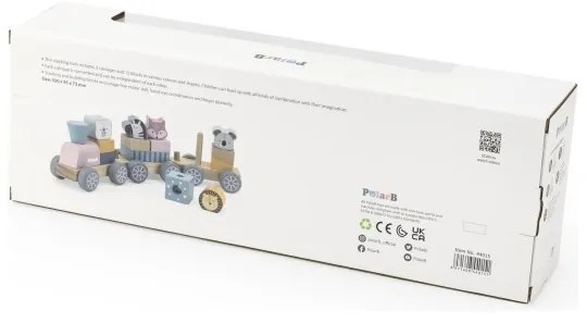 Viga polarb drewniana kolejka z wagonikami i zwierzątkami do ciągnięcia montessori