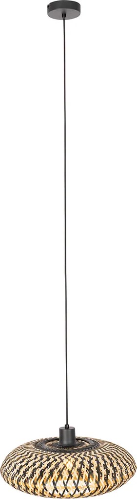 Orientalna lampa wisząca czarna z bambusa 40 cm - Ostrava