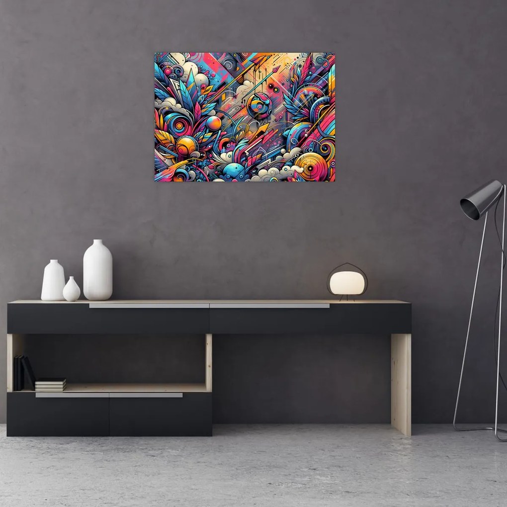 Obraz na szkle - Kolorowe graffiti (70x50 cm)