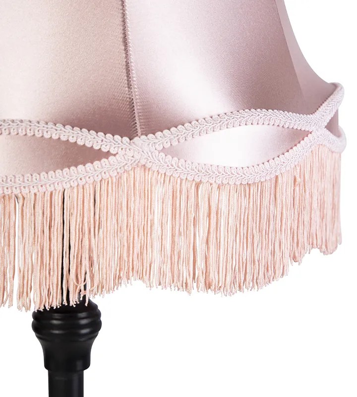 Lampa stojąca czarna z abażurem w stylu babci różowym - Classico klasyczny/Antyczny Oswietlenie wewnetrzne