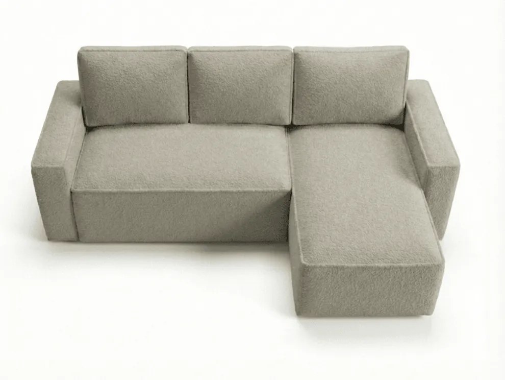 Rozkładana dwustronna sofa narożna SMART BOUCLE 232x143 cm, szaro-beżowa