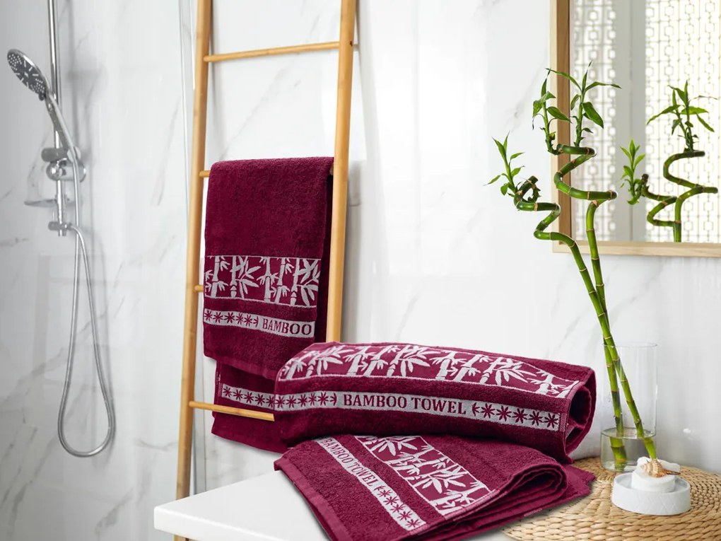 Ręcznik kąpielowy bambusowy BAMBOO 70x140 cm bordowy, 70% bambus | 30% bawełna