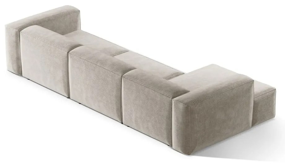 Beżowy sztruksowy narożnik (lewostronny/z szezlongiem) Bergamo – Cosmopolitan Design