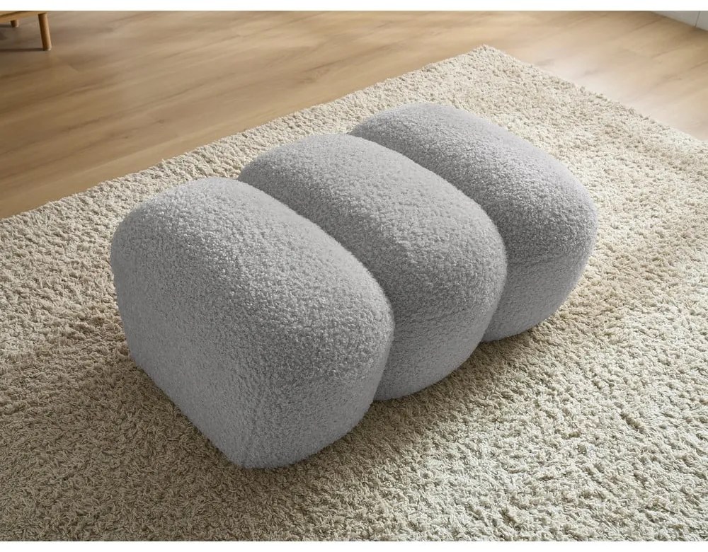 Jasnoszary podnóżek z materiału bouclé Hippolyte – Bobochic Paris