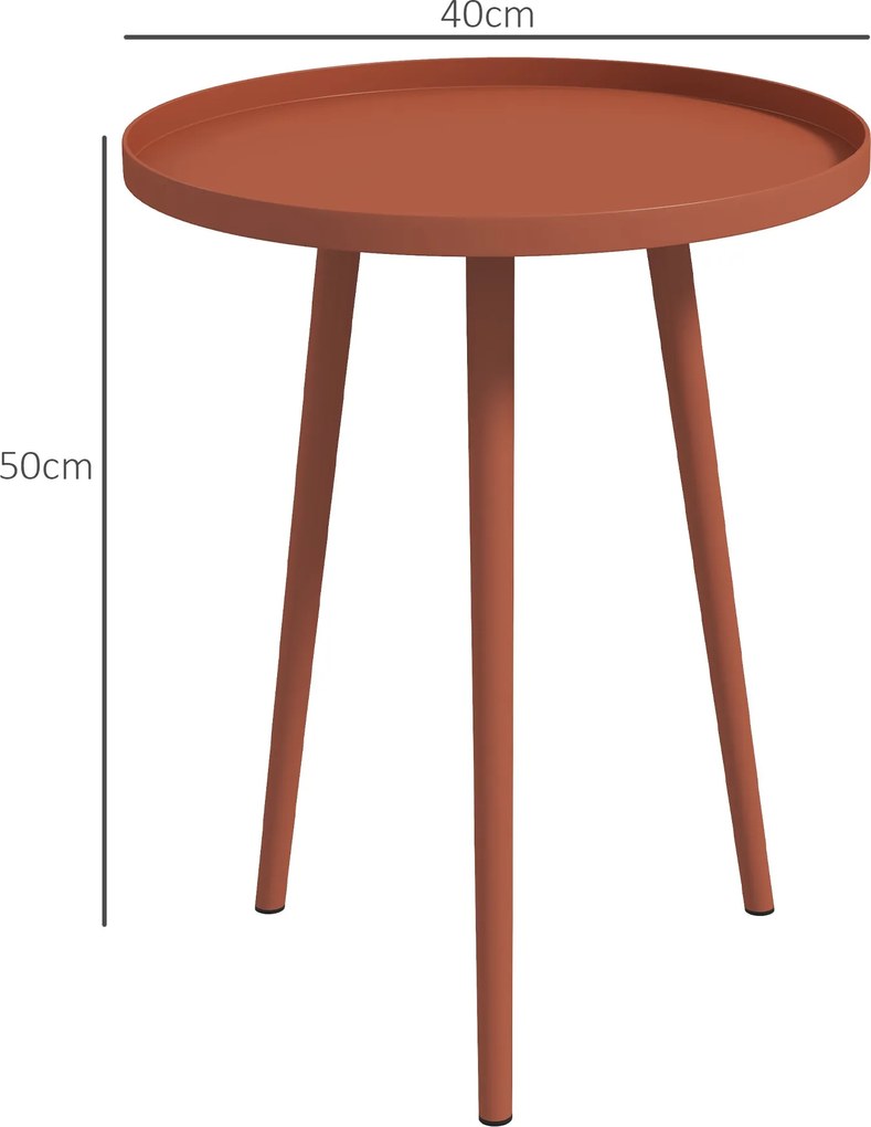 Outsunny Stolik pomocniczy, stolik do kawy, stolik ogrodowy, stolik tarasowy do ogrodu i na balkon, stal, 40 x 40 x 50 cm, Czerwony