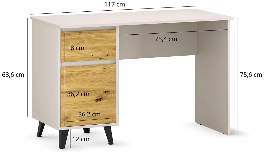 Biurko komputerowe z szafką i szufladą kaszmir + dąb artisan Z3-S59