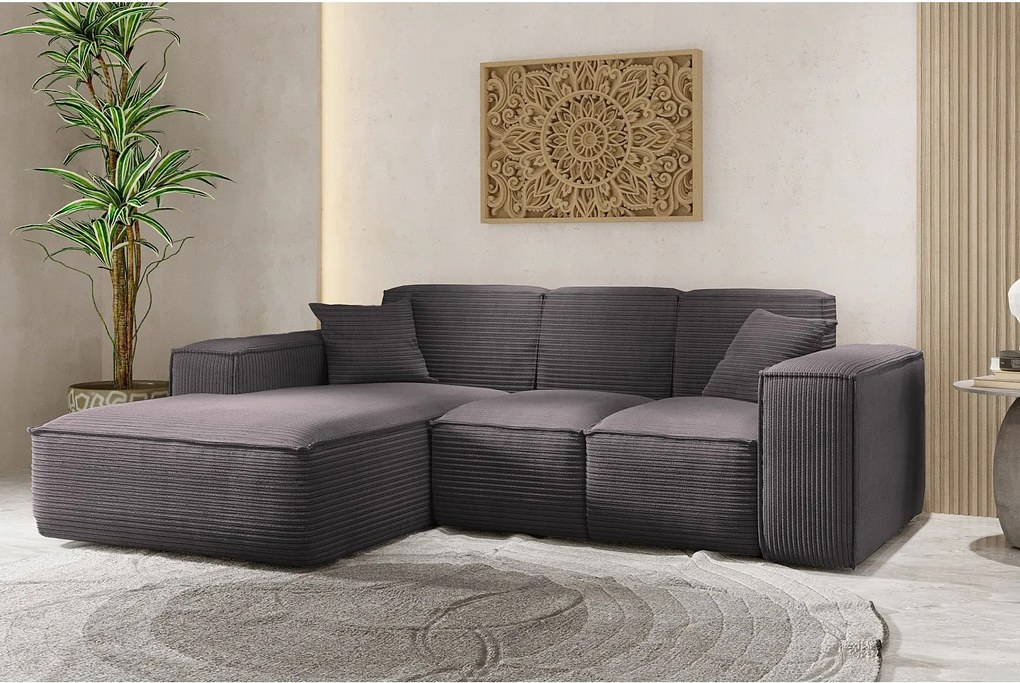 Narożnik w kształcie L SIENA, tkanina Poso, Ciemnoszary, Lewy