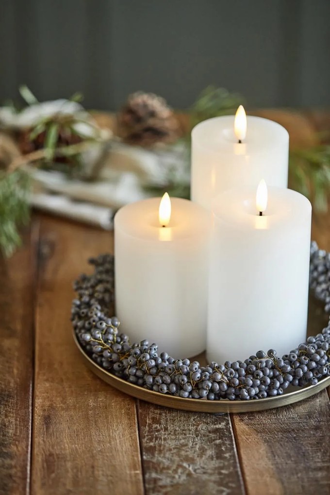 IB Laursen Świeca okrągła LED WARM FLAME SL 15 cm biała