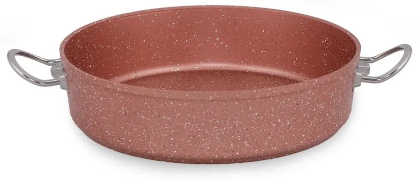 Różowy niski aluminiowy garnek z pokrywką Güral Porselen Classic, ø 30 cm