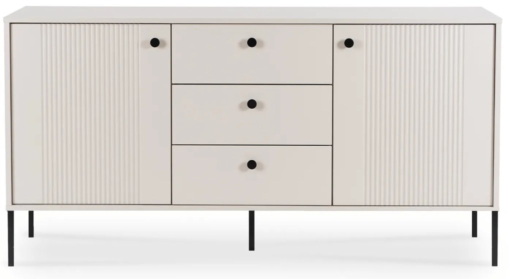 Komoda do Salonu SOFT 154 cm Kaszmir Ryflowana Dwudrzwiowa z Szufladami Nowoczesna