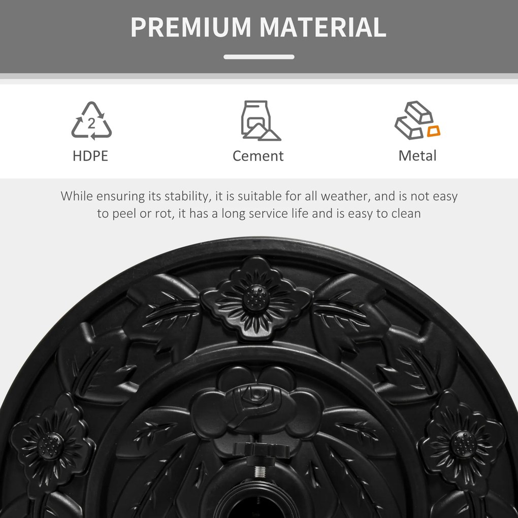 Outsunny stojak na parasol półokrągły 9kg wzór kwiatowy HDPE cement stabilny i dekoracyjny | Aosom PL