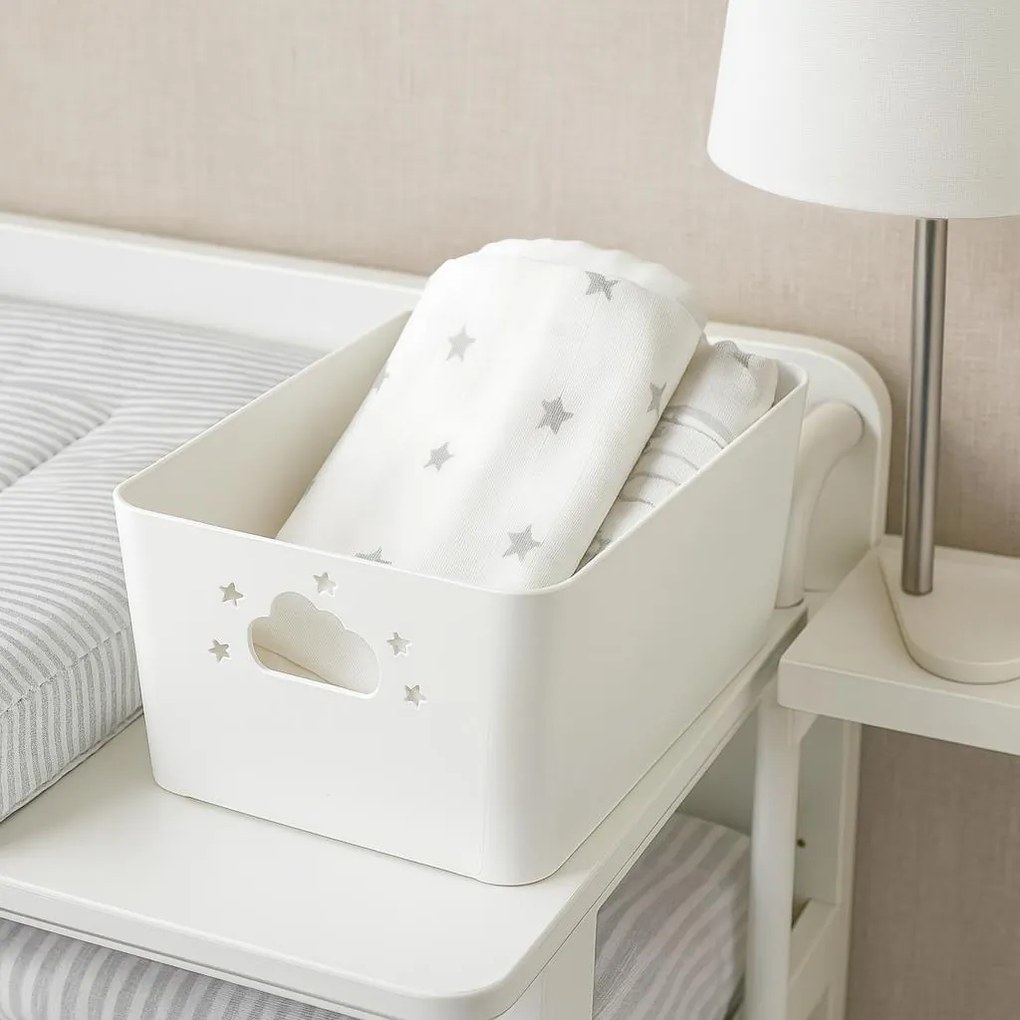 Koszyk do przechowywania NEBULA z uchwytami w kształcie chmurki i gwiazdki, wys. 11 cm