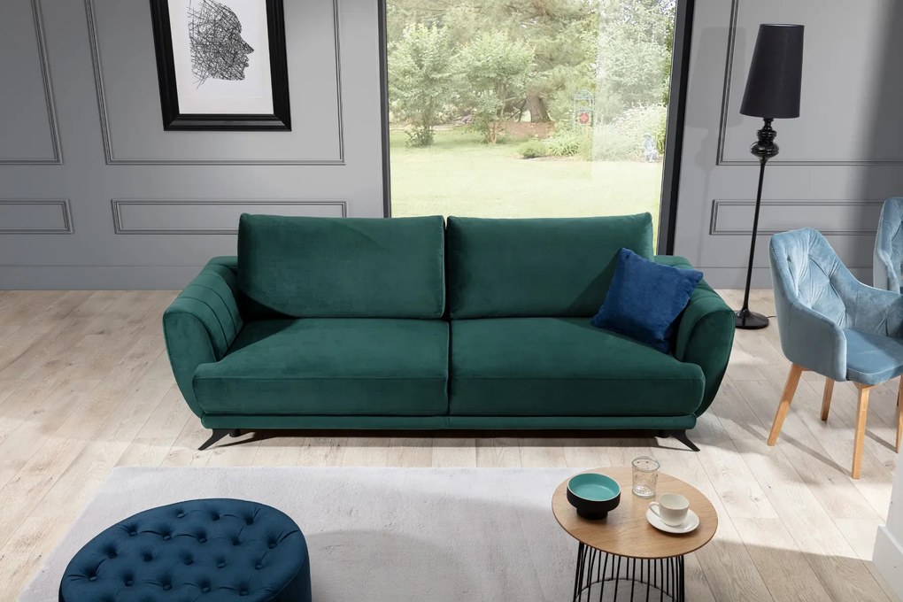 Sofa rozkładana z funkcją spania MEGIS VELVET granatowa ELTAP