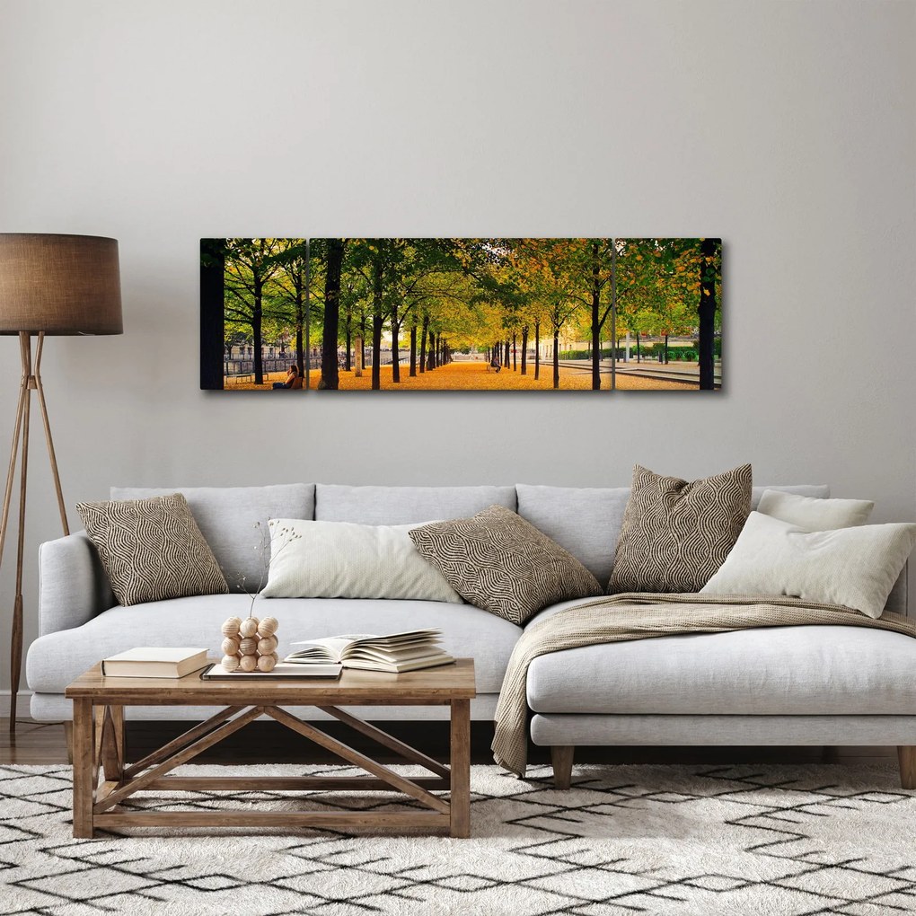 Obraz alei jesiennych drzew (170x50 cm)