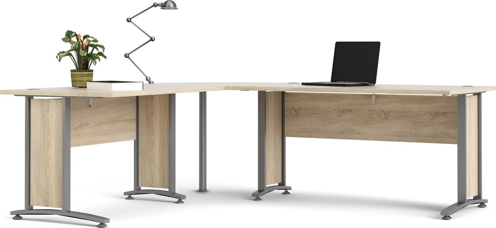 Biurko narożne Prima dąb sonoma 200x200 szare nogi