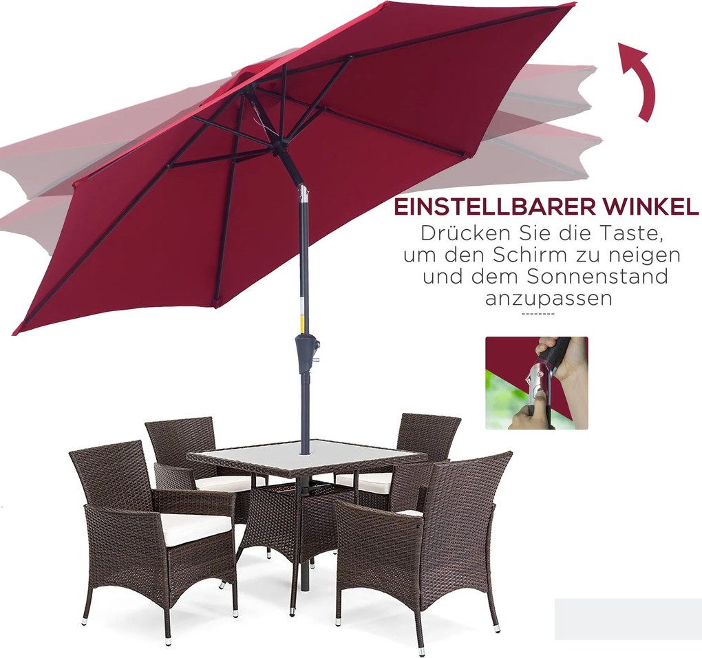 Outsunny Parasol Przegubowy Ogrodowy z Korbką Ręczną Czarny Ø2,7x2,35m | Aosom PL