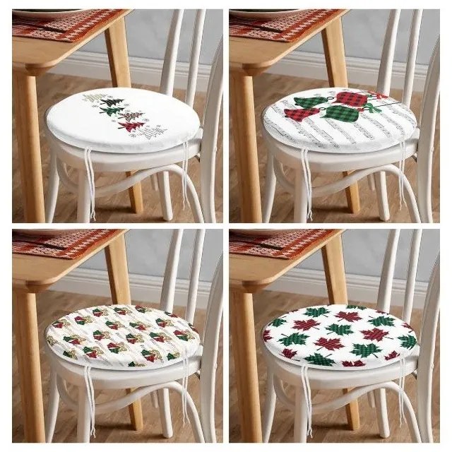 Poduszki na krzesła ze świątecznym motywem zestaw 4 szt. ø 40 cm Tartan – Mila Home
