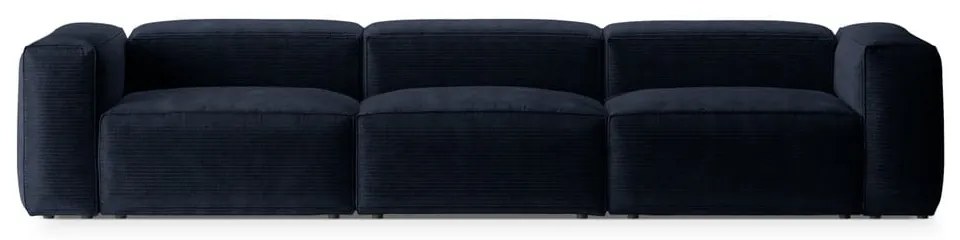 Ciemnoniebieska sztruksowa sofa 364 cm Bergamo – Cosmopolitan Design