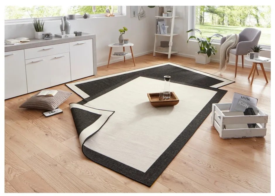 Czarno-kremowy dywan dwustronny NORTHRUGS Panama, 120x170 cm