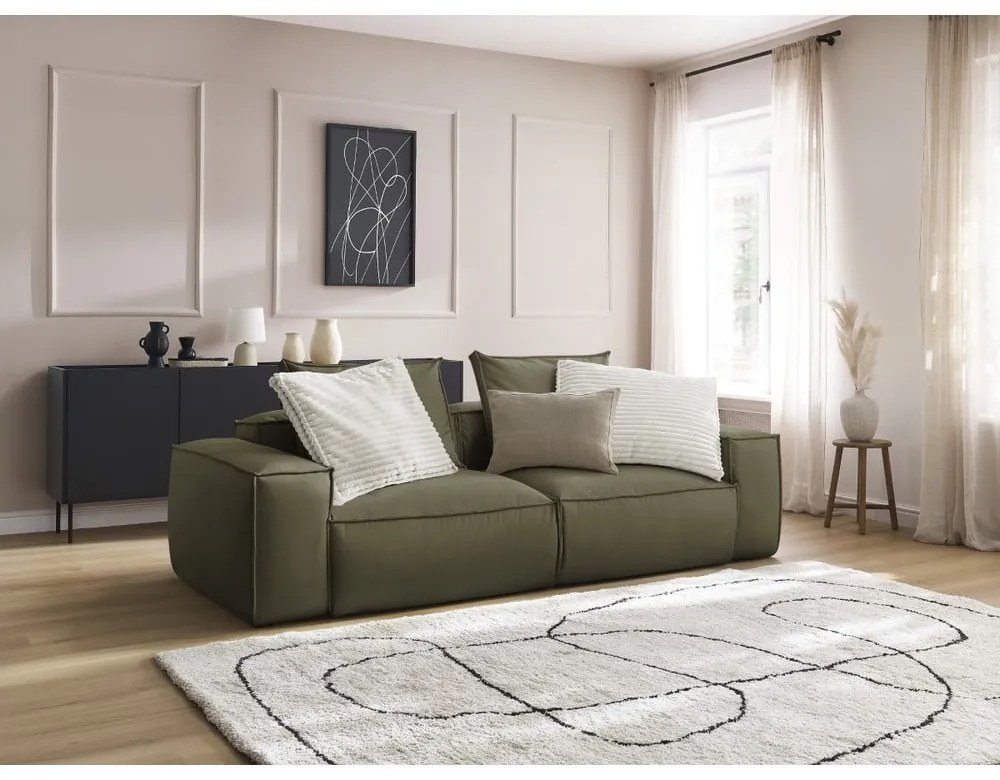 Zielona sofa z imitacji skóry 260 cm Boheme – Bobochic Paris