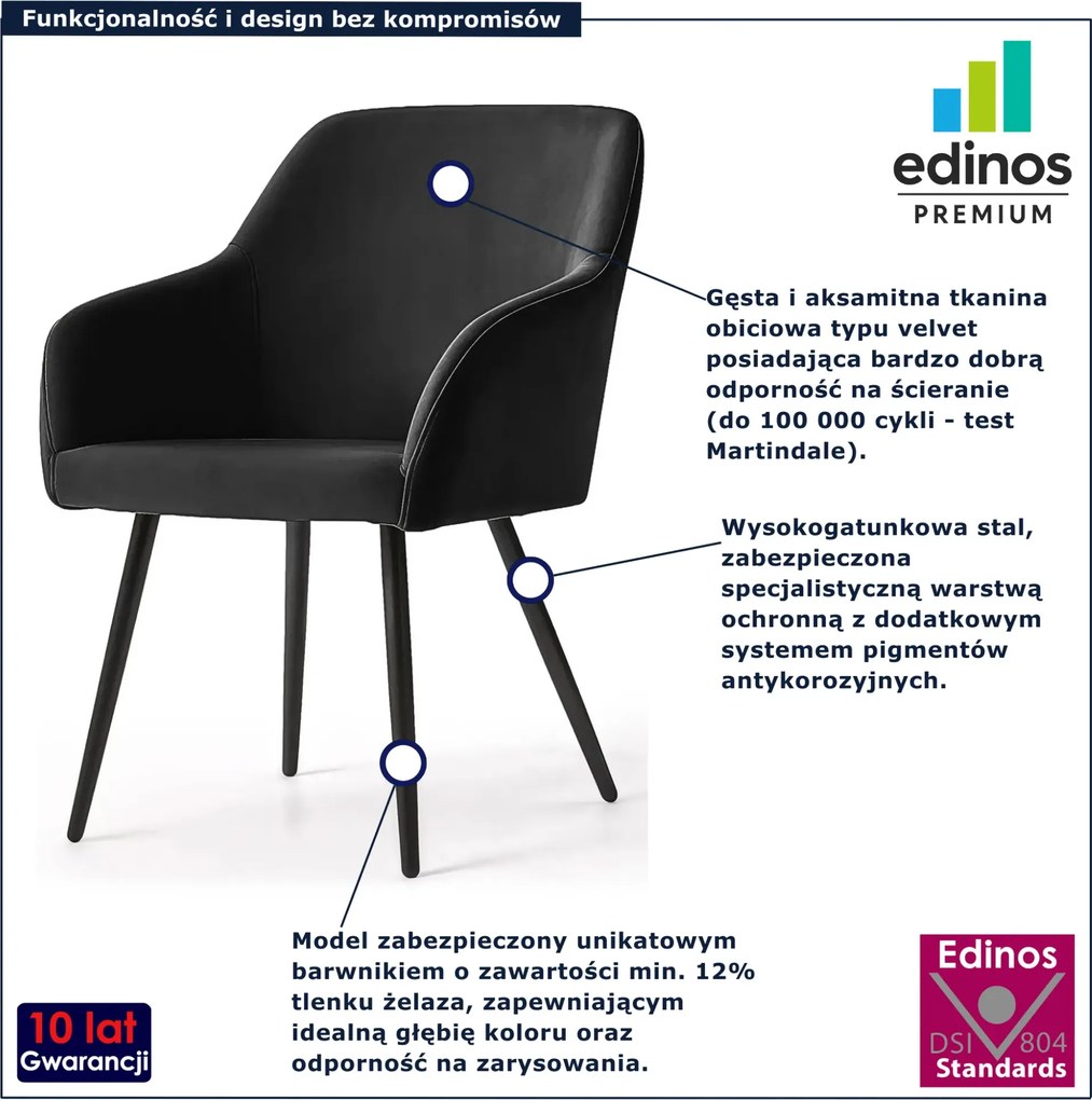 Zestaw 6 krzeseł welurowych na czarnej podstawie - Terviso 2X