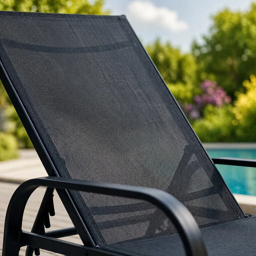 Leżak ogrodowy basenowy Summer regulowany, kolor czarny