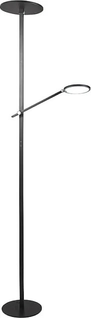 Regina - Czarna lampa stojąca LED z metalu wys. 180 cm Fabas Luce - 2 lampy o mocy 36 W i 12 W ze zintegrowaną diodą LED 3000 K