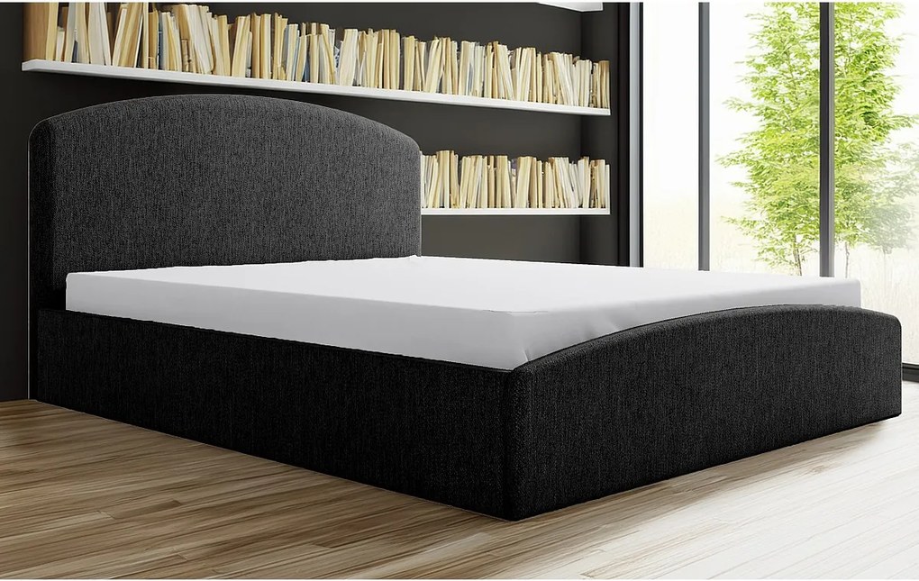 Tapicerowane łóżko Montana 130x212x90 cm, powierzchnia spania 120x200 cm, schowek, podnośnik, tkanina Monolith grafitowy