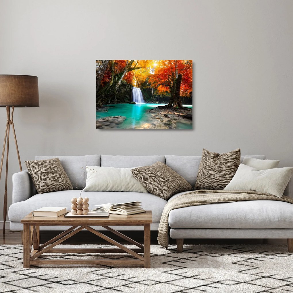 Obraz na szkle - Szmaragdowa Laguna (70x50 cm)