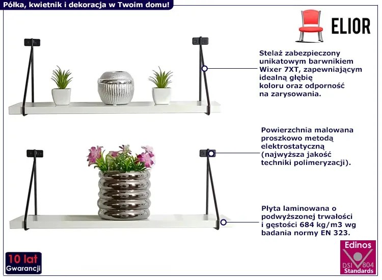 Podwójna biała półka ścienna - Turris 3X