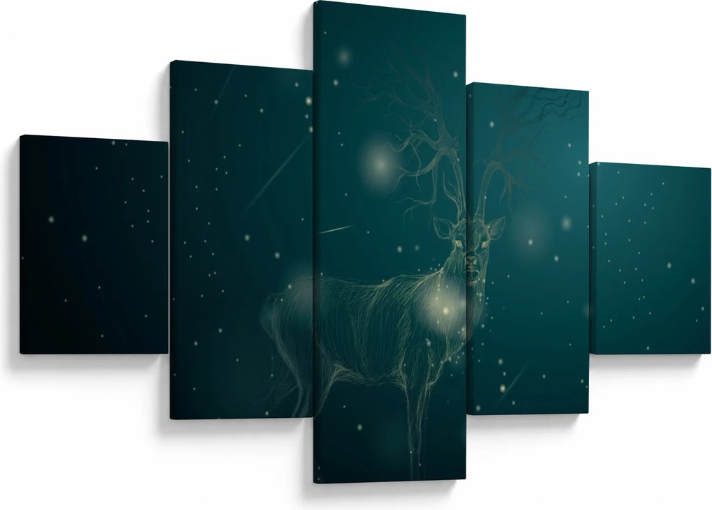 Obraz - Magiczny jeleń w nocy (125x70 cm)