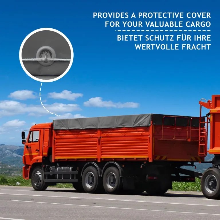 Plandeka JAGO 650 g/m², aluminiowe oczka, antracyt, 5x7 m