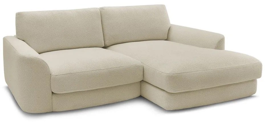 Beżowy narożnik z materiału bouclé (prawostronny/z szezlongiem) Leonore – Bobochic Paris