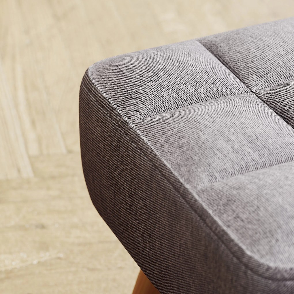 HOMCOM Pufa z wyściełaniem, imitacja lnu, drewniane nogi, maksymalne obciążenie 110 kg, szary