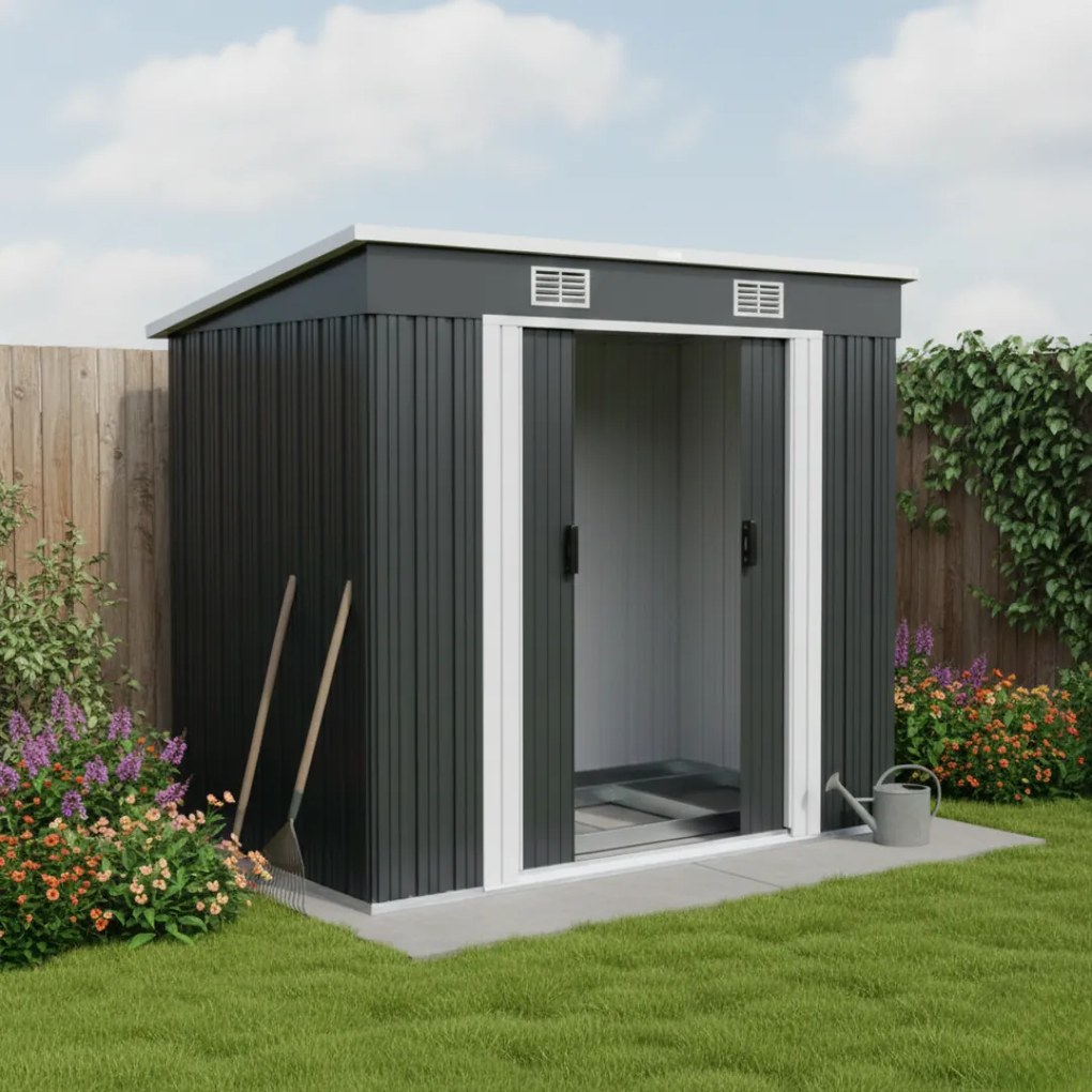 Domek narzędziowy L do ogrodu antracytowy Jurhan