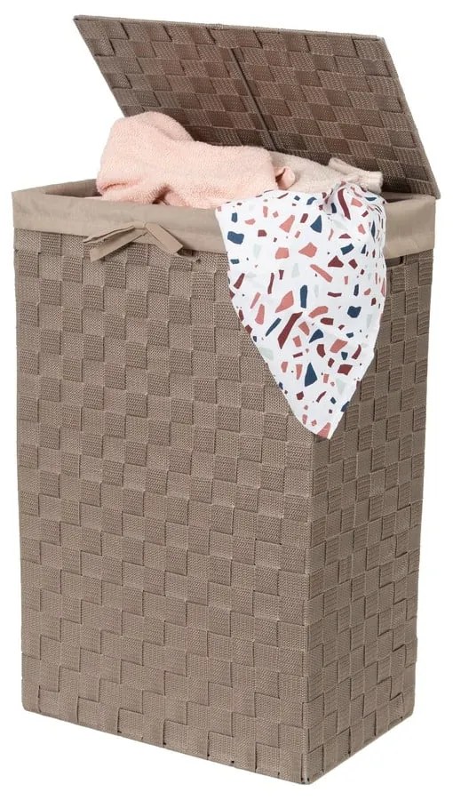 Brązowy kosz na pranie z pokrywką Compactor Laundry Basket Linen, wys. 60 cm