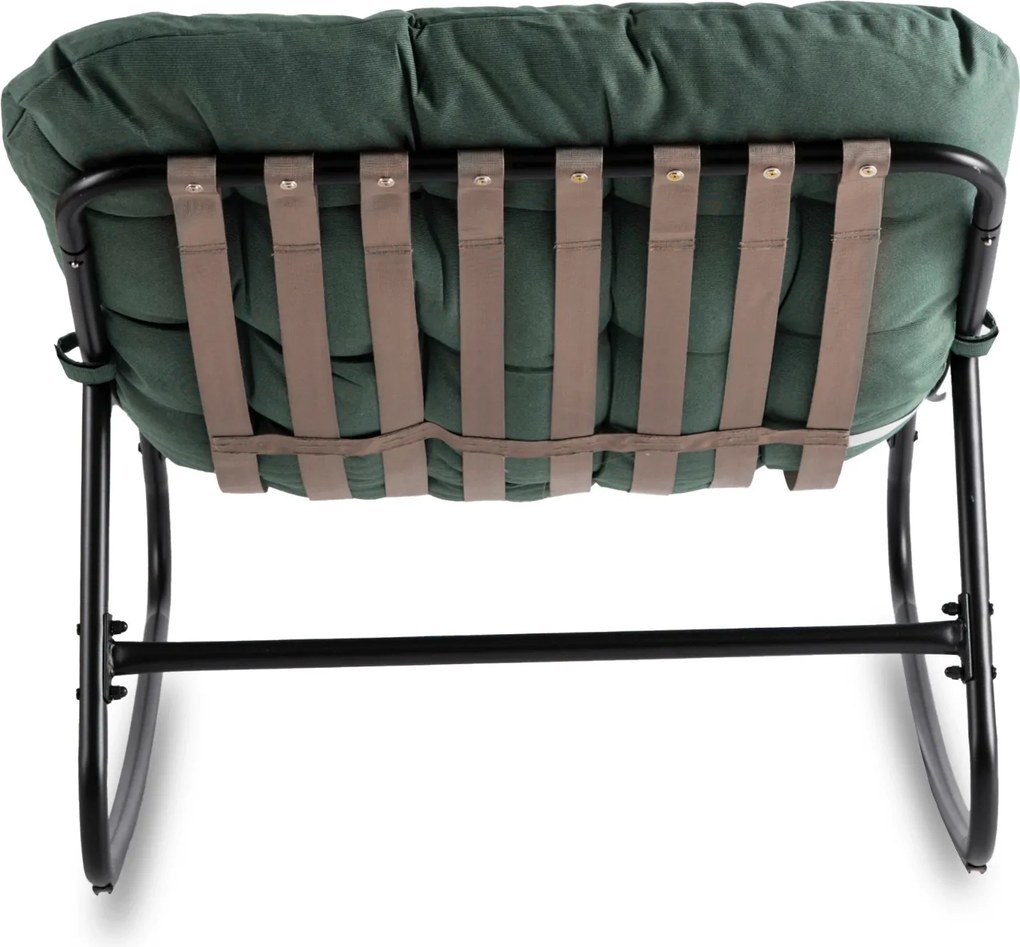 Bujany fotel na taras Aurora - bujak ogrodowy z pikowaną poduchą, zielony
