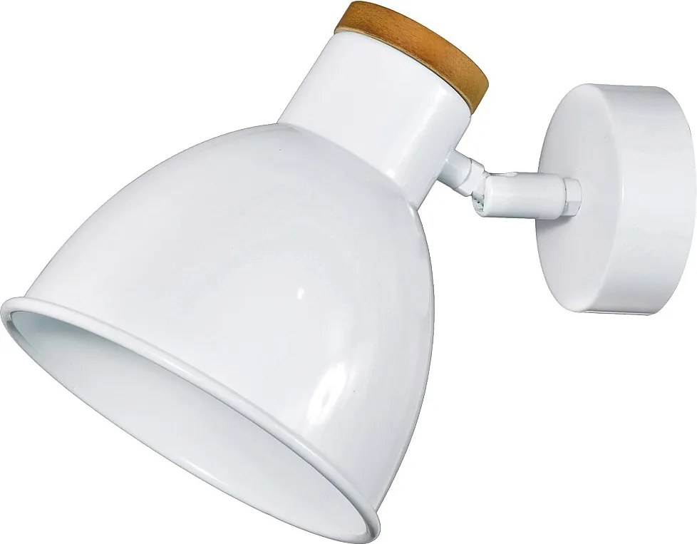 Lampa ?cienna VALAN w stylu klasycznym i nowoczesnym - D. ø15 cm - E27 60W - 350° - IP20 - stal i drewno - bia?y